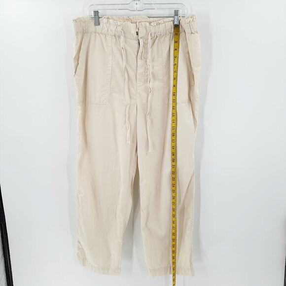 Lou & Grey Tan Cotton Elastic Drawstring Waist Pocket Cropped Pants Size Large - Picture 13 of 16